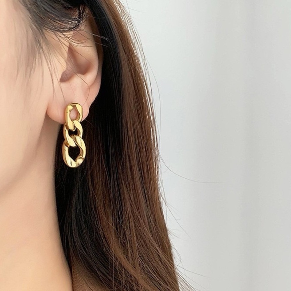 18K Gold Plated Chunky Chain Drop Earrings*Casual Minimalist*LW
